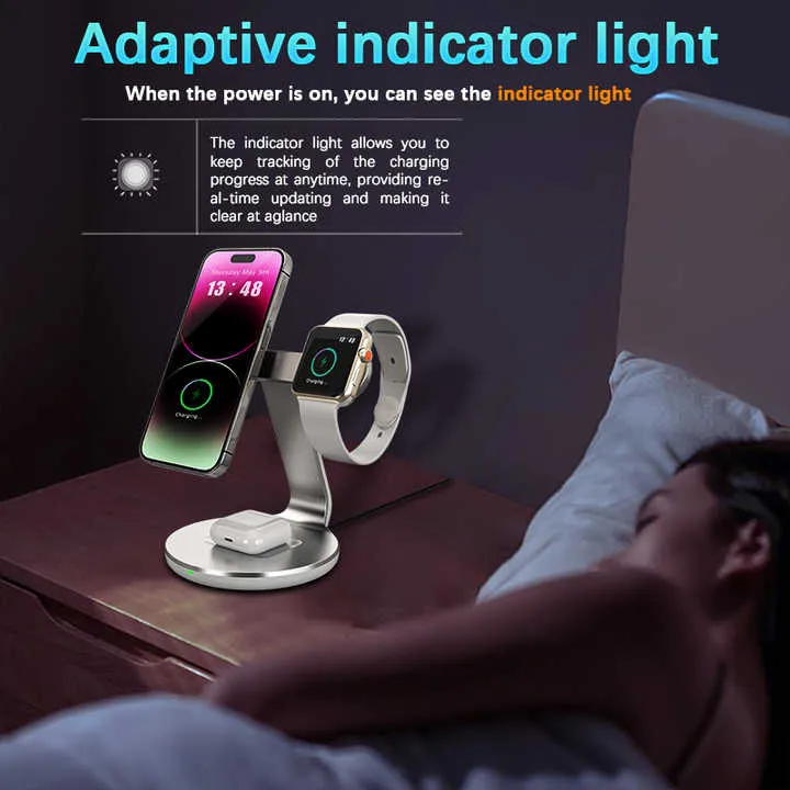 عرض رائع شاحن لاسلكي مغناطيسي 15 واط 3 في . Great Offer 15W Magnetic Wireless Charger 3 in 1 Fast