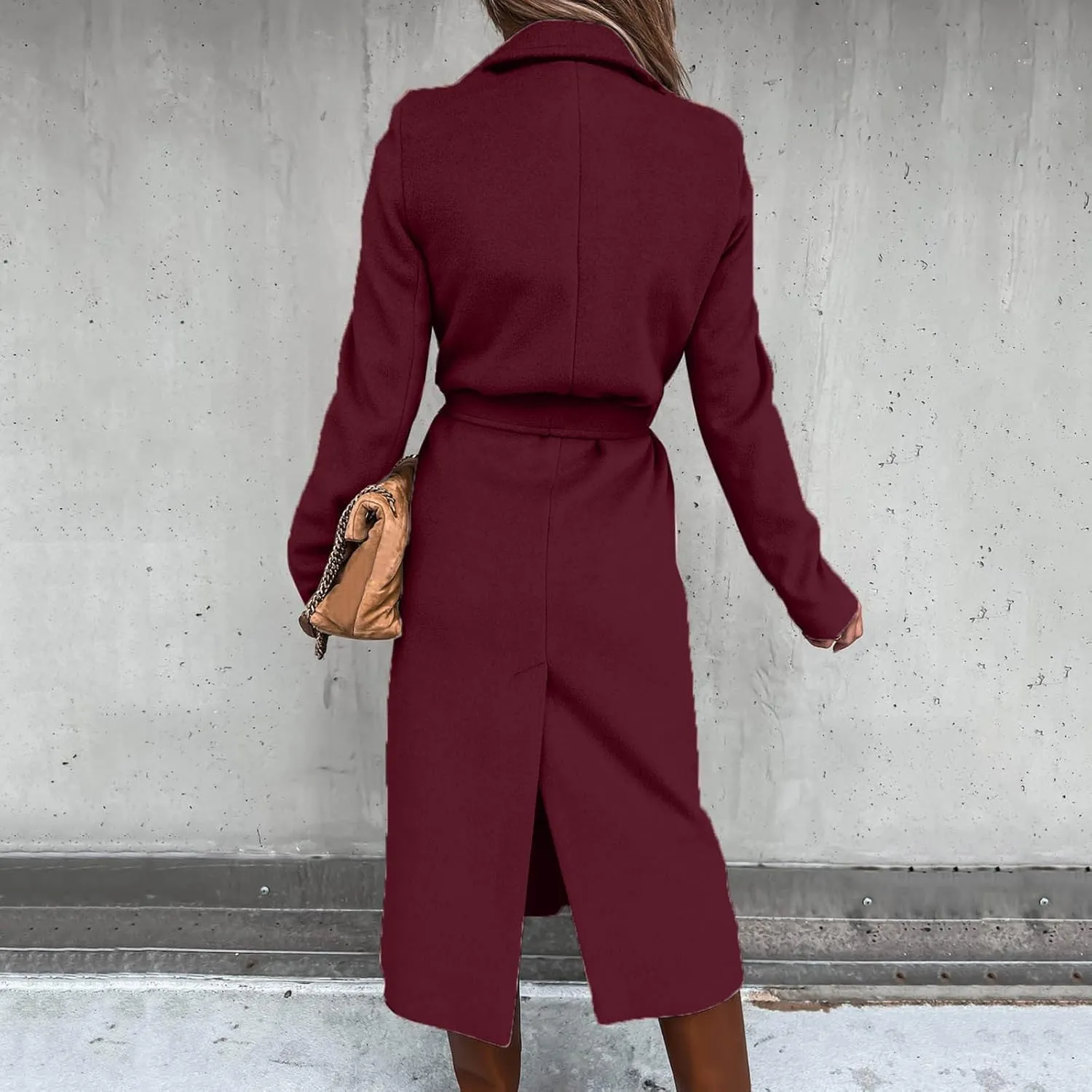 2024 New Trench Coat Womens Women's Faux Wool Long Jackets Vintage Lapel Windbreaker Fall and Winter Open Front Cardigan