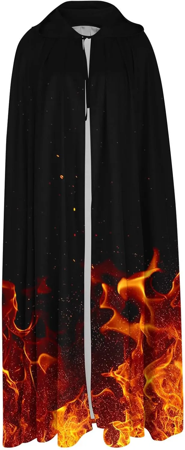 2025 Hot New Flame Capelet Renaissance Women and Men Retro Halloween Ponchos Gothic Hooded Cloak Robes Capelet Shawl