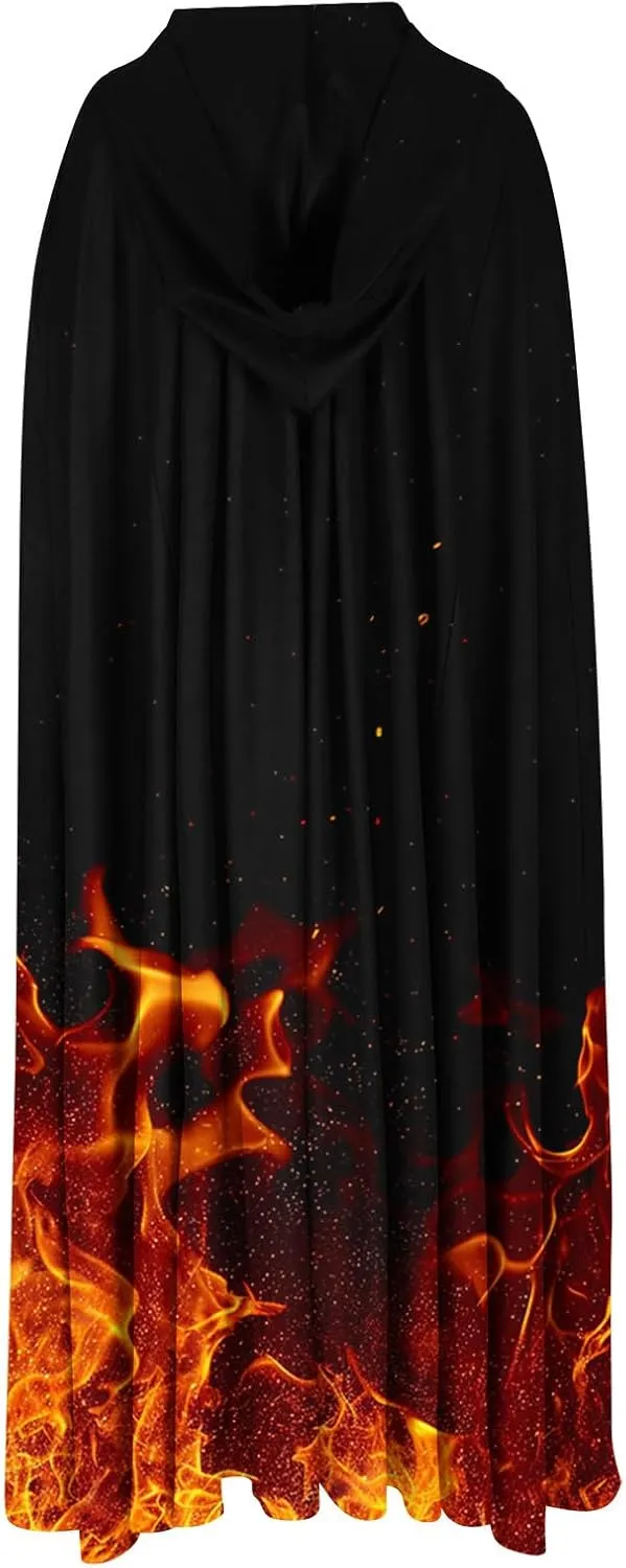 2025 Hot New Flame Capelet Renaissance Women and Men Retro Halloween Ponchos Gothic Hooded Cloak Robes Capelet Shawl