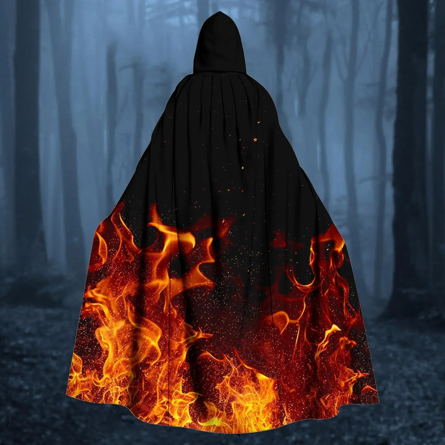 2025 Hot New Flame Capelet Renaissance Women and Men Retro Halloween Ponchos Gothic Hooded Cloak Robes Capelet Shawl