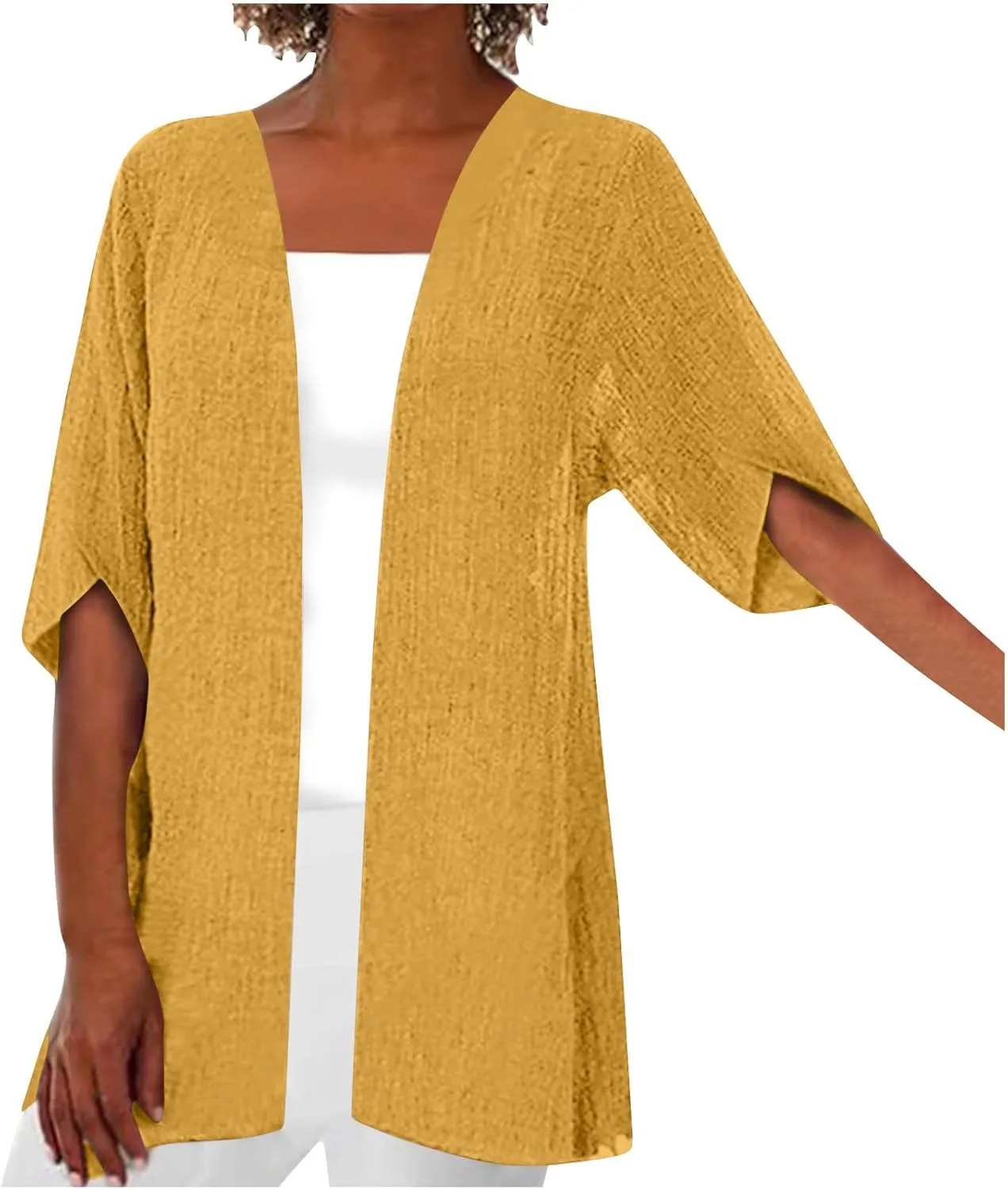 2025 Lightweight Cardigans for Women Summer Casual Half Sleeve Kimono Loose Open Front Blouse Top Plus Size Outfits