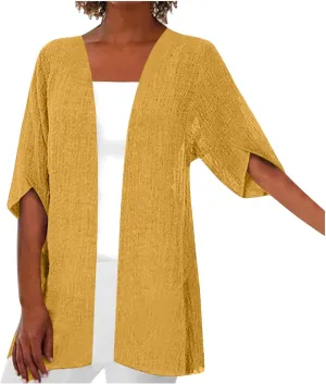 2025 Lightweight Cardigans for Women Summer Casual Half Sleeve Kimono Loose Open Front Blouse Top Plus Size Outfits