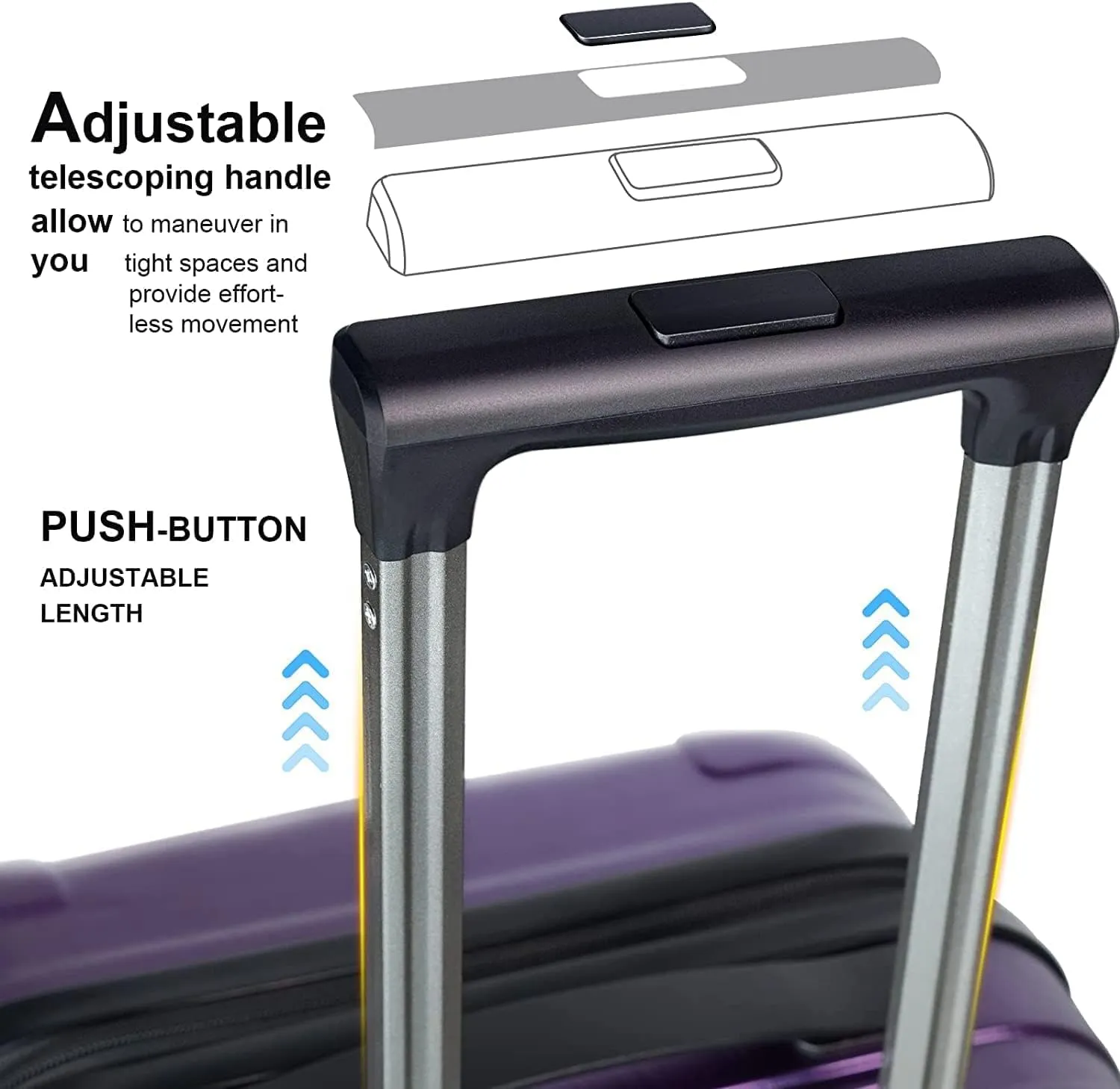 24 Inch Luggage, Lightweight ABS PC Hard Shell Suitcases with TSA Lock, 24 Inch Checked Luggage with Spinner Wheels (Futuristic Purple)