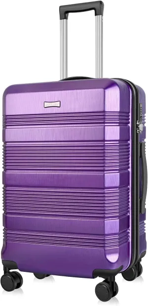 24 Inch Luggage, Lightweight ABS PC Hard Shell Suitcases with TSA Lock, 24 Inch Checked Luggage with Spinner Wheels (Futuristic Purple)