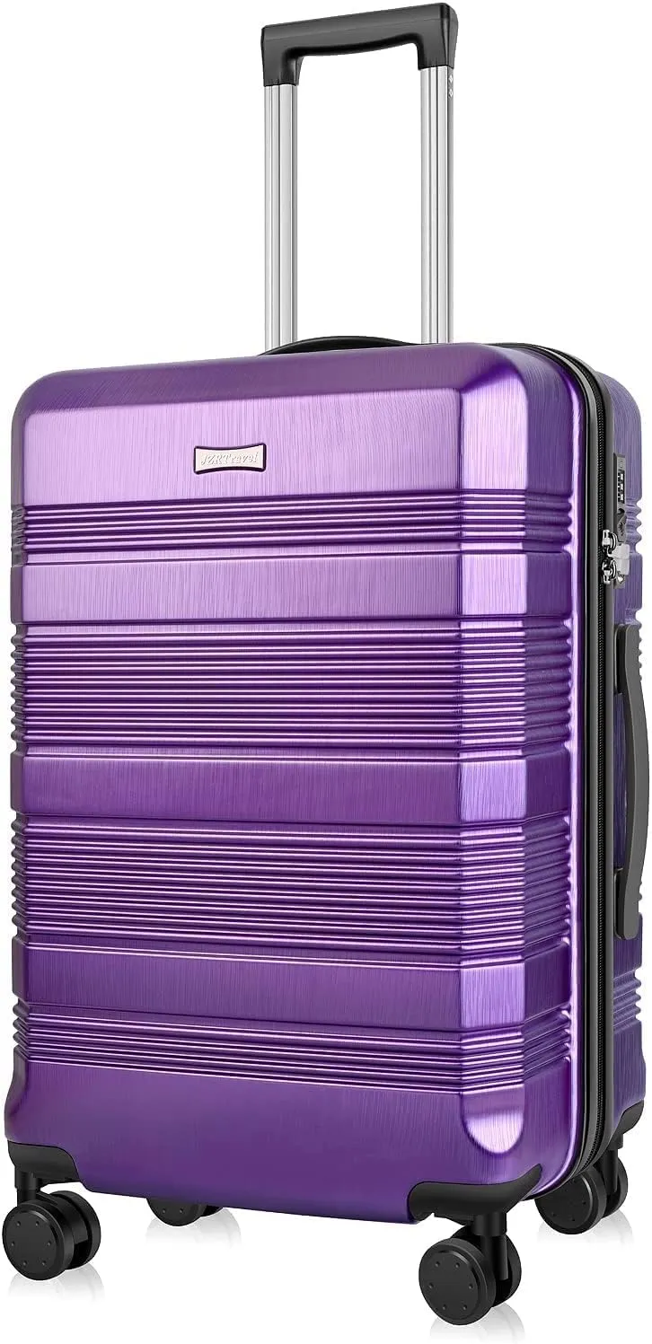 24 Inch Luggage, Lightweight ABS PC Hard Shell Suitcases with TSA Lock, 24 Inch Checked Luggage with Spinner Wheels (Futuristic Purple)