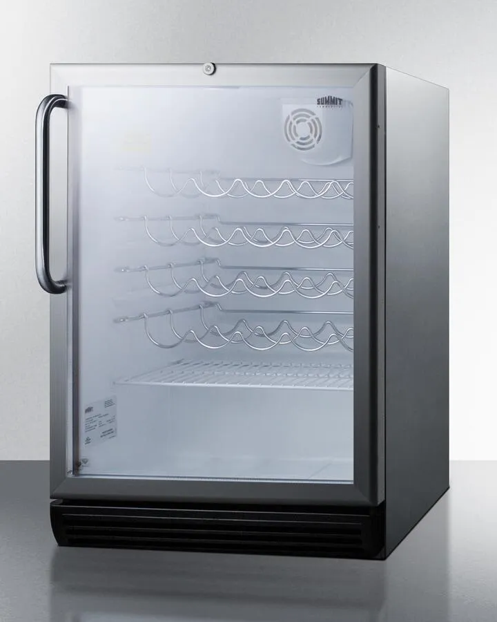 24 Inch Wine Cellar with 51-Bottle Capacity, Large Wine Racks, Interior Light, Front Lock, Glass Door and Stainless Steel Cabinet (Not Exact Image): Black/Freestanding Use
