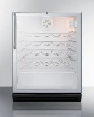 24 Inch Wine Cellar with 51-Bottle Capacity, Large Wine Racks, Interior Light, Front Lock, Glass Door and Stainless Steel Cabinet (Not Exact Image): Black/Freestanding Use