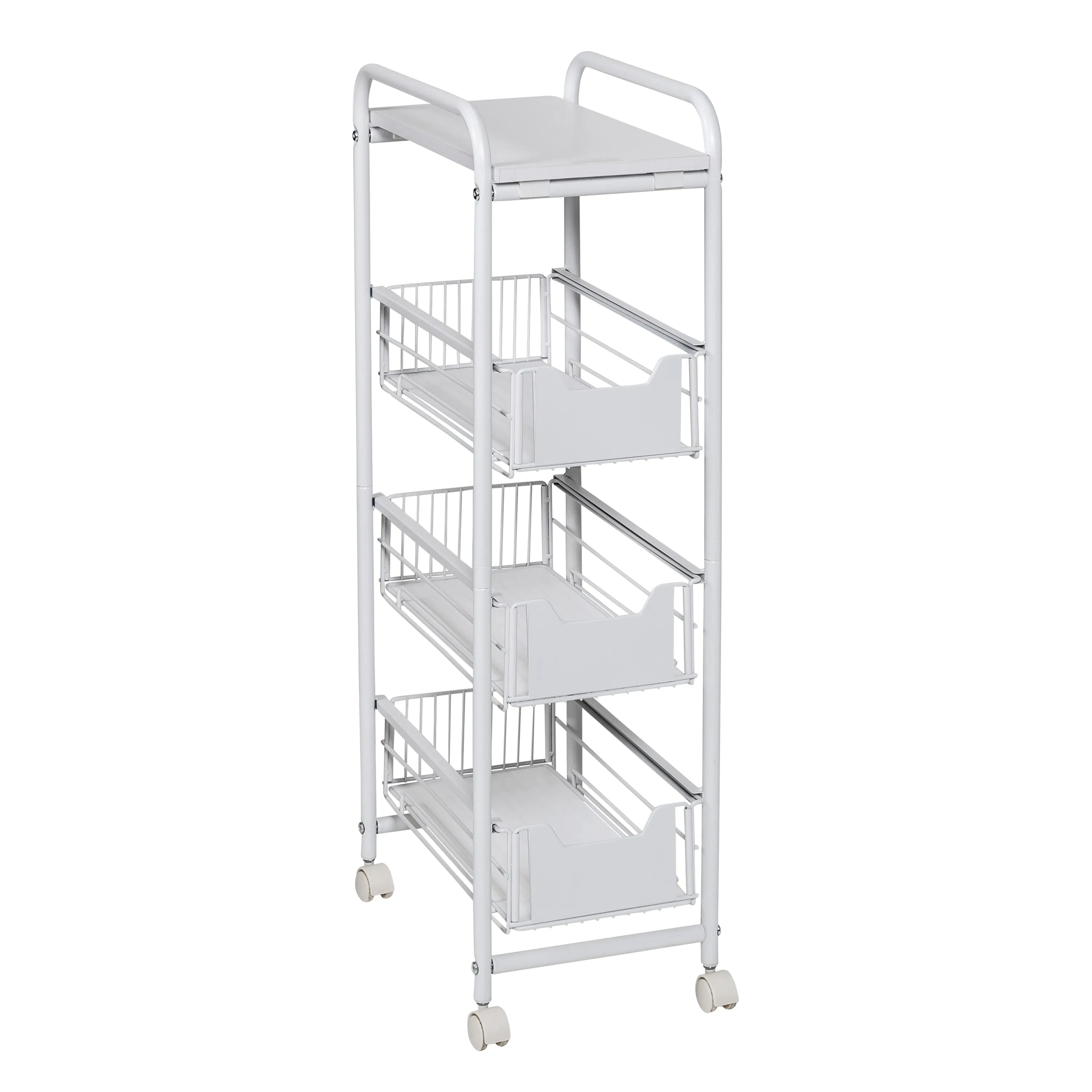 4-Tier Slim Rolling Cart with Drawers