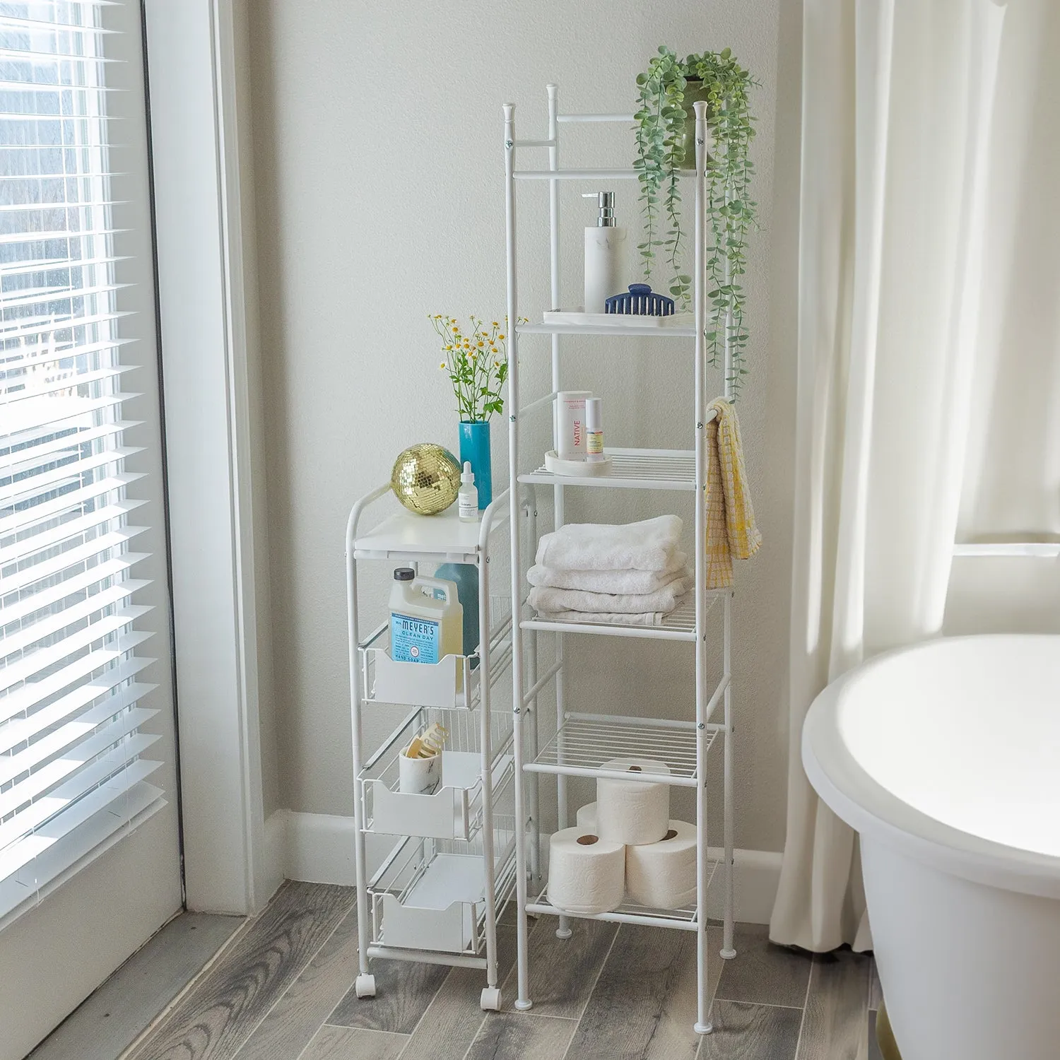 4-Tier Slim Rolling Cart with Drawers