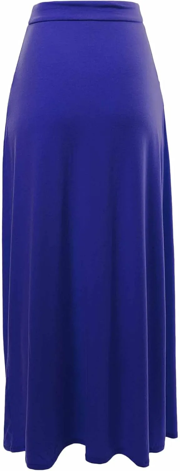 A2Y Women's Basic Foldable High Waist Floor Length Maxi Skirts