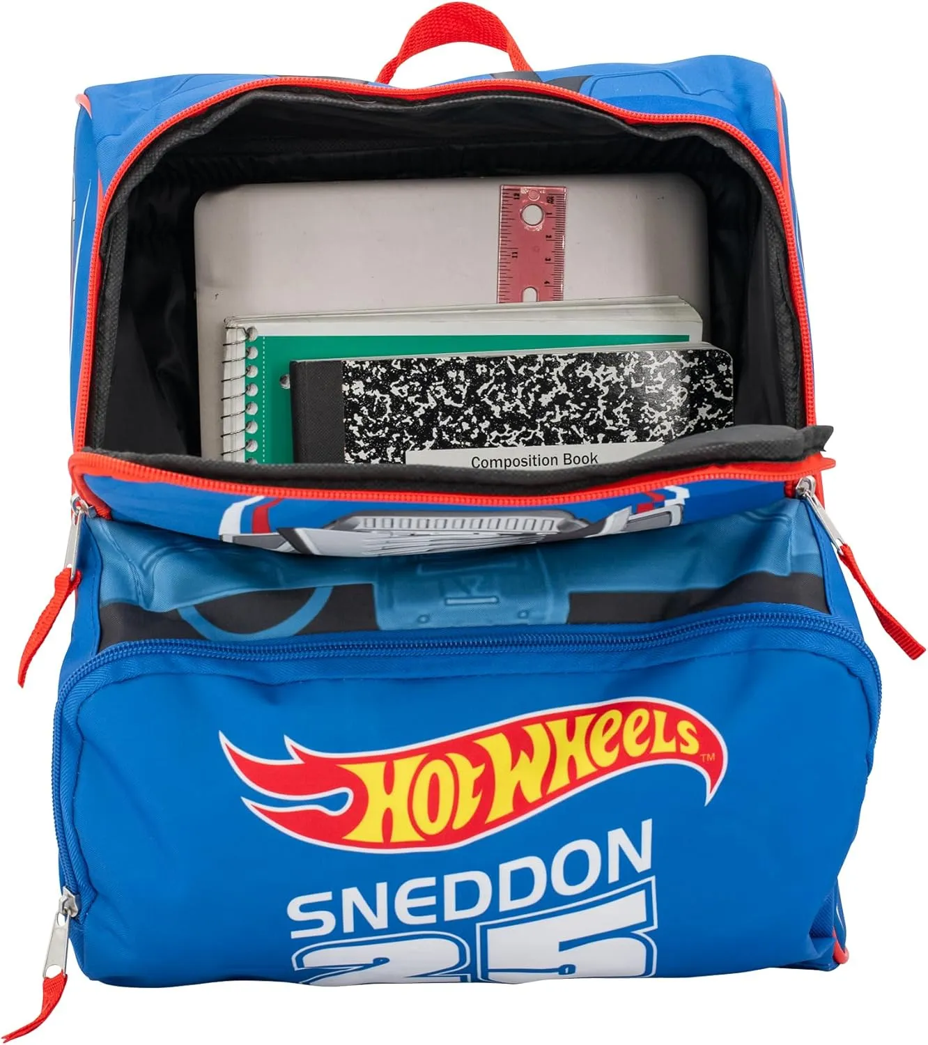 AI ACCESSORY INNOVATIONS Hot Wheels Blue Sneddon #25 Twinduction Race Car Shaped 14 Mini Backpack, Kids School Bag, Blue