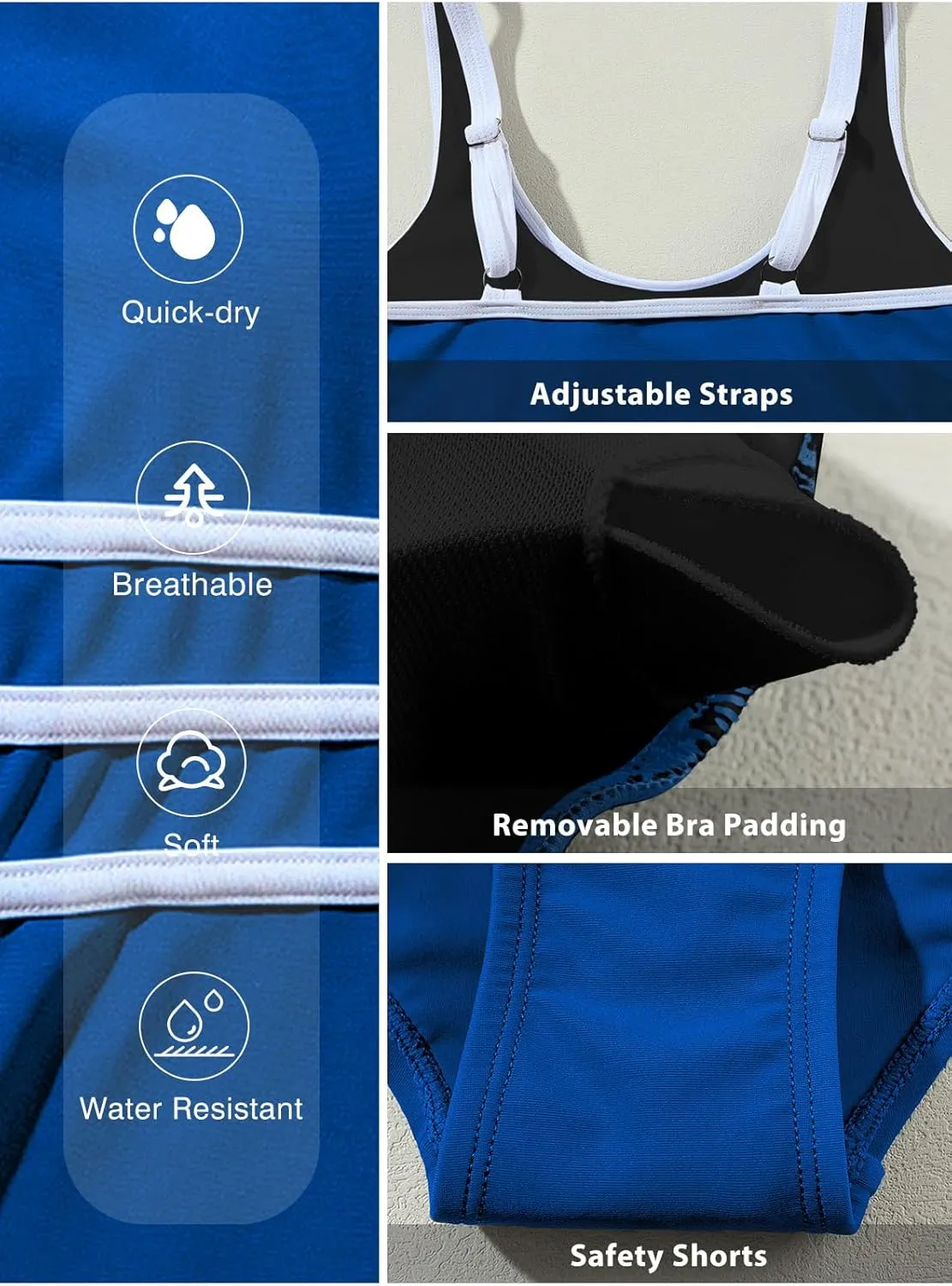 Aleumdr Women's Color Block One Piece Athletic Swimsuit Sports Tummy Control Cheeky High Cut Bathing Suits
