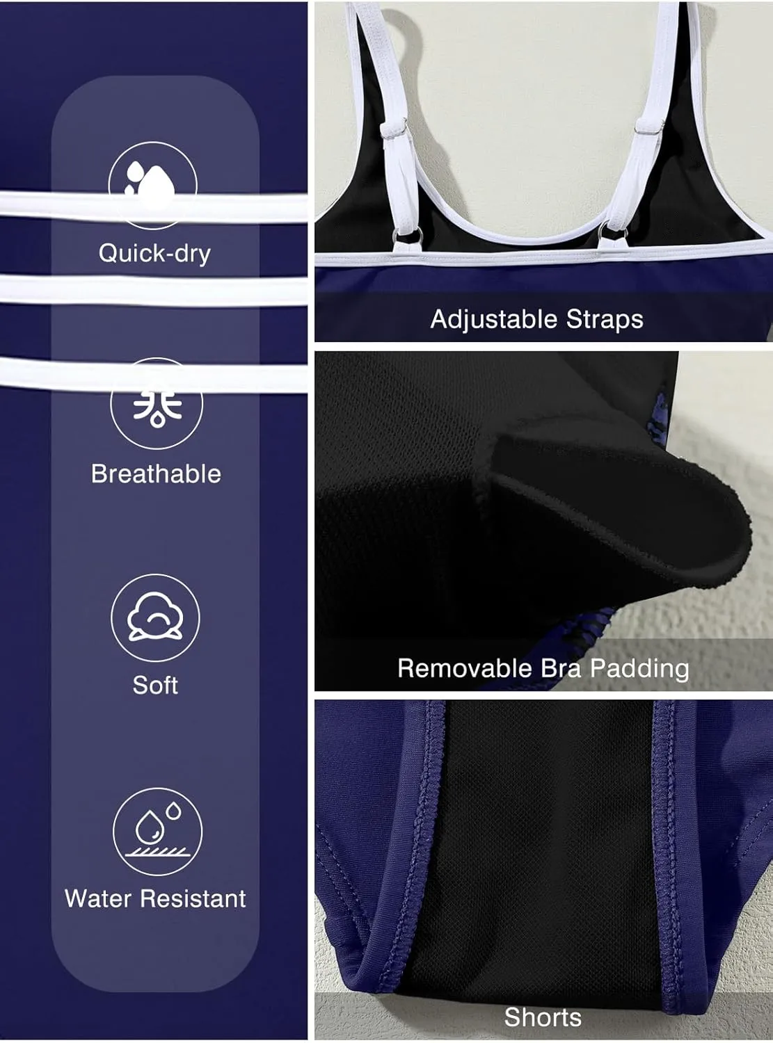 Aleumdr Women's Color Block One Piece Athletic Swimsuit Sports Tummy Control Cheeky High Cut Bathing Suits