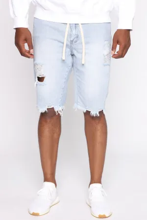 All Tied Up Distressed Short - Light Wash