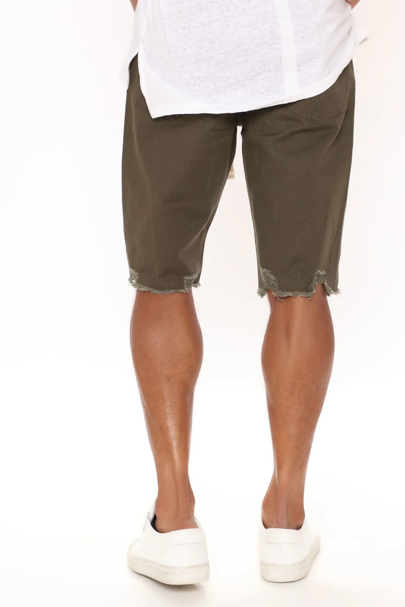 All Tied Up Distressed Short - Olive