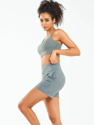 ALLZERO Feel Fit Women's Bermuda Shorts 6" with Zip Pockets High Waisted Yoga Shorts Athletic Running Workout