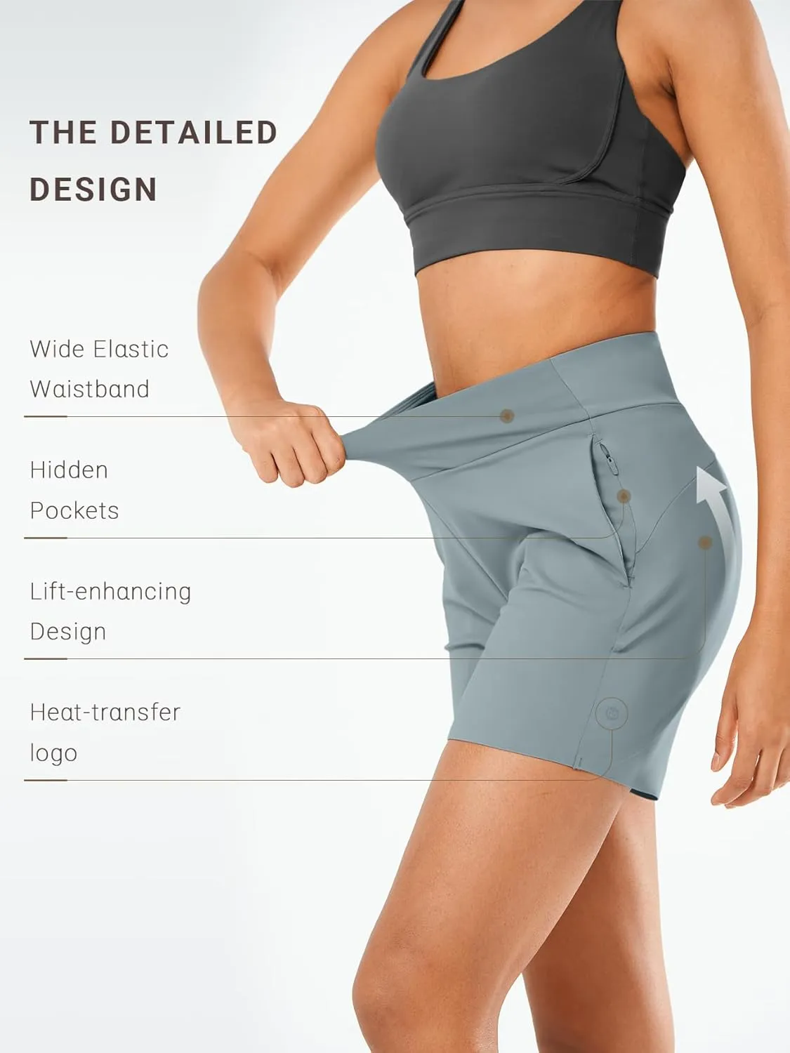 ALLZERO Feel Fit Women's Bermuda Shorts 6" with Zip Pockets High Waisted Yoga Shorts Athletic Running Workout
