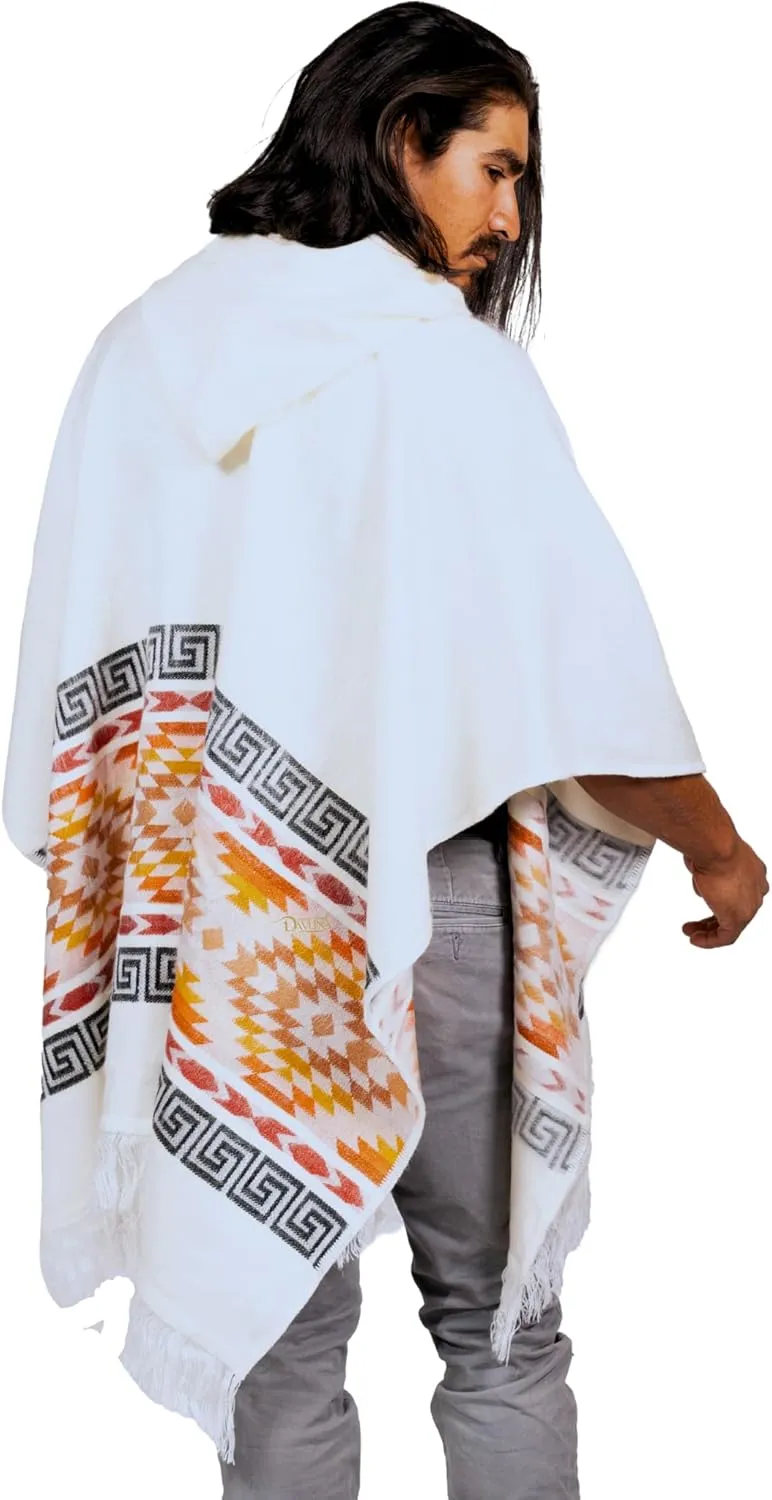 Alpaca Wool Poncho Hooded - Lightweight, Breathable, Hypoallergenic and Non-Itchy. Warm and Soft Wool Poncho