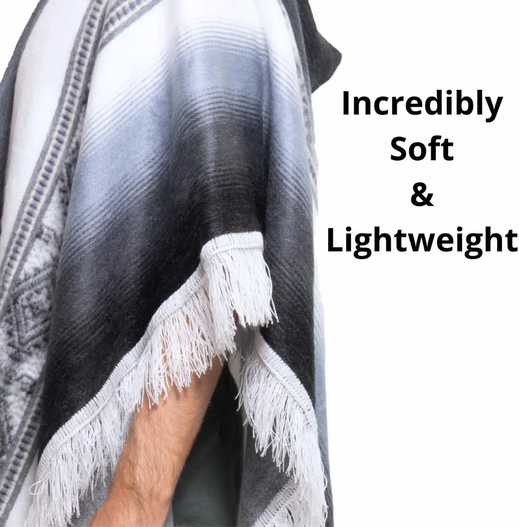 Alpaca Wool Poncho Hooded - Lightweight, Breathable, Hypoallergenic and Non-Itchy. Warm and Soft Wool Poncho