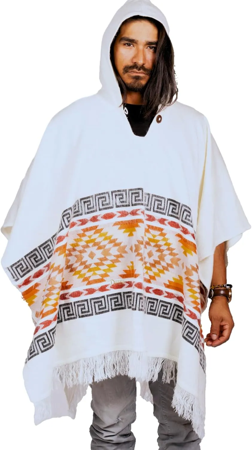 Alpaca Wool Poncho Hooded - Lightweight, Breathable, Hypoallergenic and Non-Itchy. Warm and Soft Wool Poncho