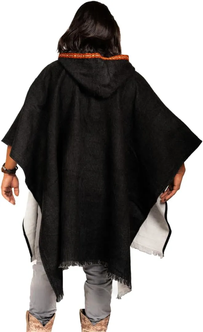 Alpaca Wool Poncho Hooded - Thick, Breathable, Hypoallergenic and Non-Itchy. Warm and Soft Wool Poncho