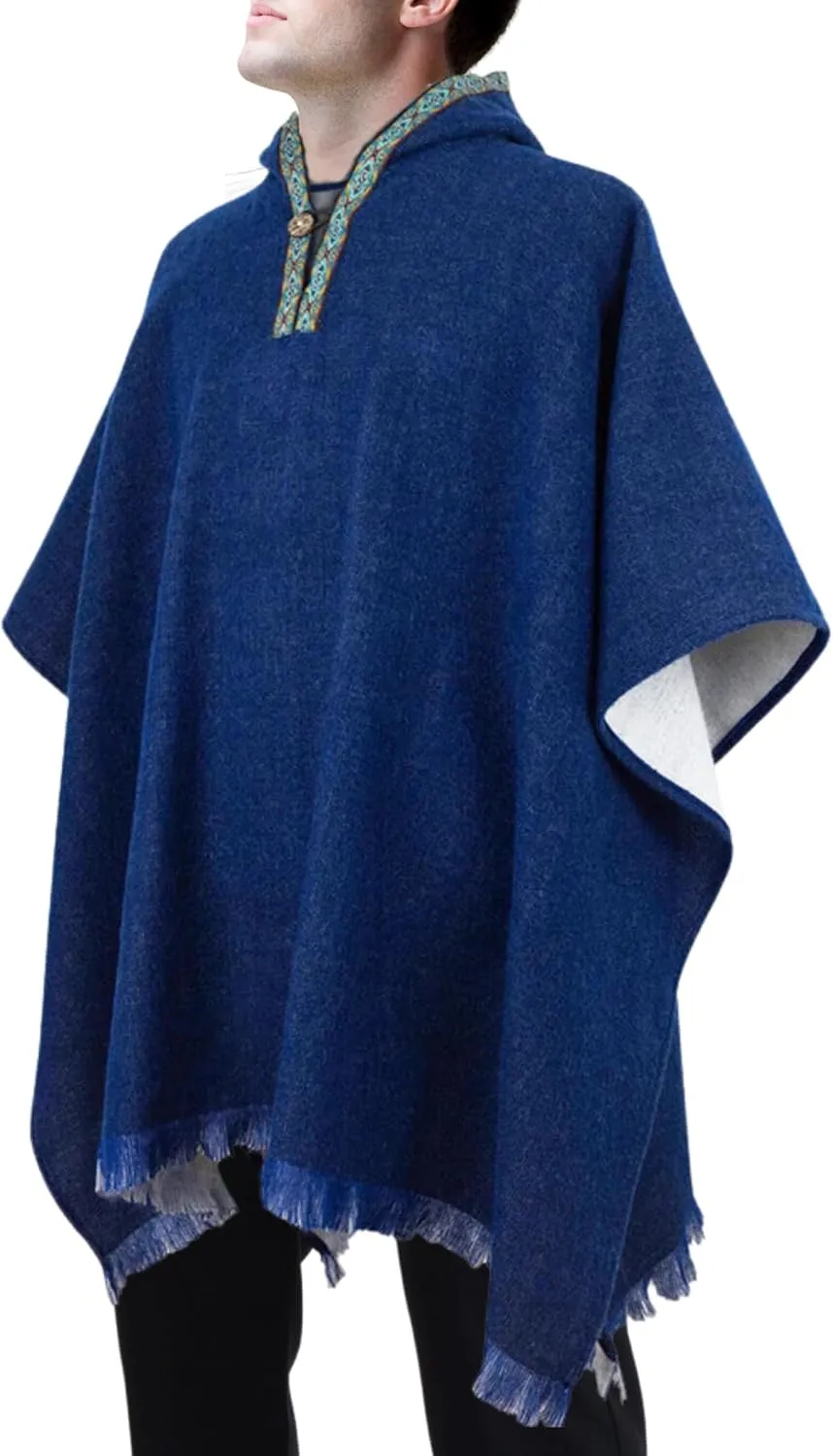 Alpaca Wool Poncho Hooded - Thick, Breathable, Hypoallergenic and Non-Itchy. Warm and Soft Wool Poncho