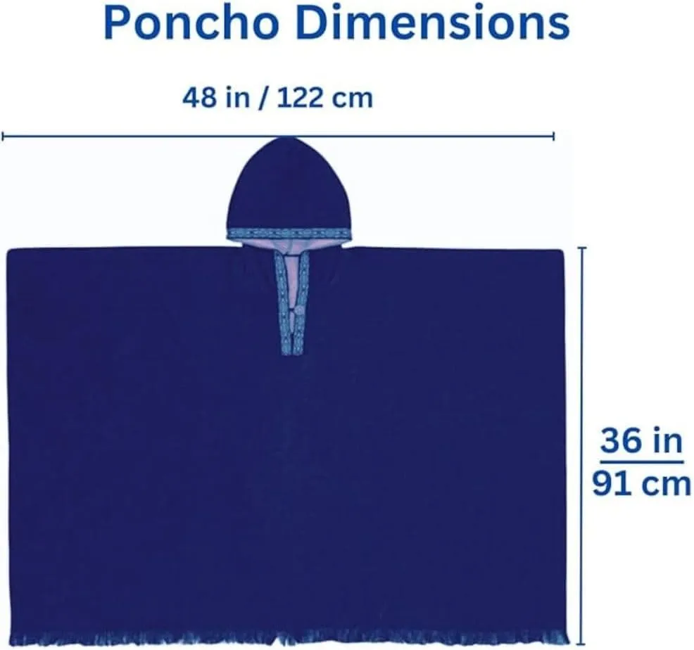 Alpaca Wool Poncho Hooded - Thick, Breathable, Hypoallergenic and Non-Itchy. Warm and Soft Wool Poncho