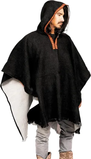 Alpaca Wool Poncho Hooded - Thick, Breathable, Hypoallergenic and Non-Itchy. Warm and Soft Wool Poncho