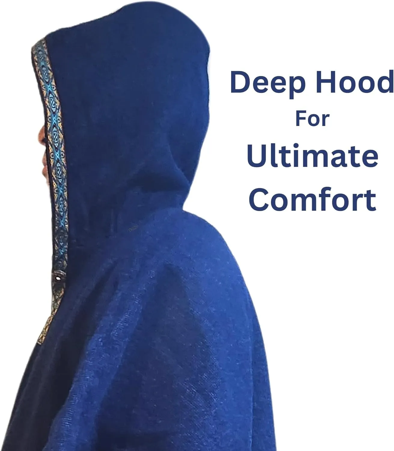 Alpaca Wool Poncho Hooded - Thick, Breathable, Hypoallergenic and Non-Itchy. Warm and Soft Wool Poncho