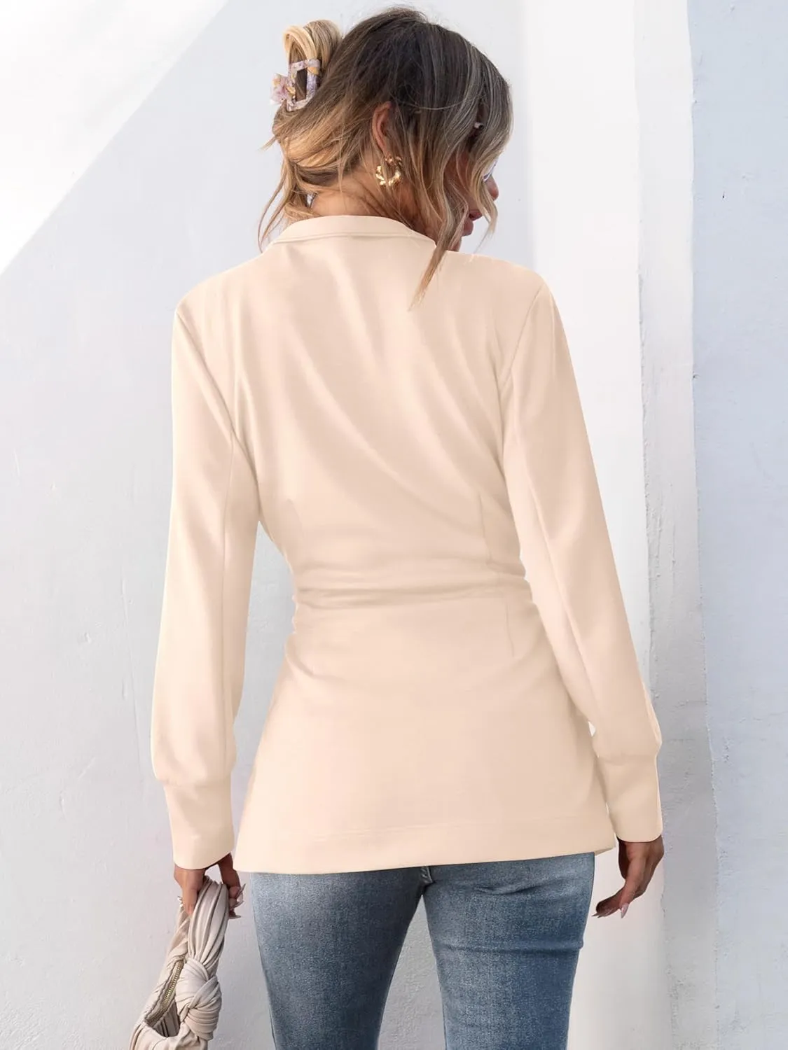 ANRABESS Womens Jacket Belted Casual Long Sleeve Wrap Trench Coat 2025 Spring Trendy Button Up Dressy Outerwear with Pockets