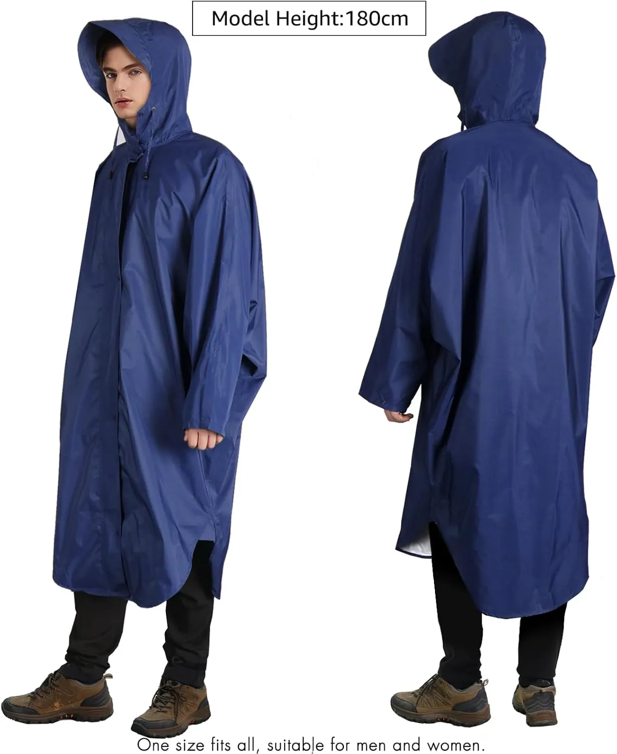 ANYOO Waterproof Rain Poncho for adults Lightweight Reusable Hiking Hooded Coat Jacket for Outdoor Activities