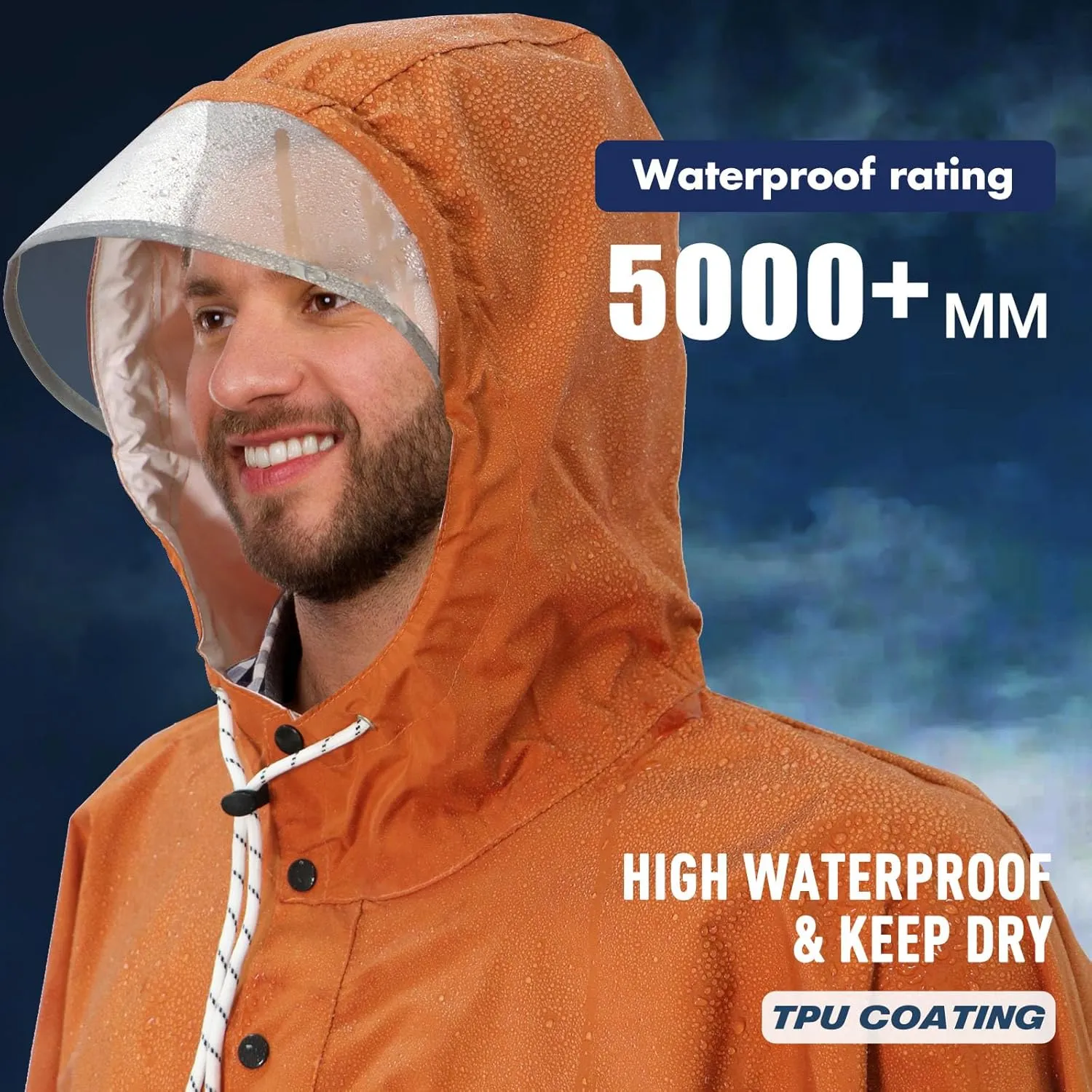 ANYOO Waterproof Rain Poncho for adults Lightweight Reusable Hiking Hooded Coat Jacket for Outdoor Activities