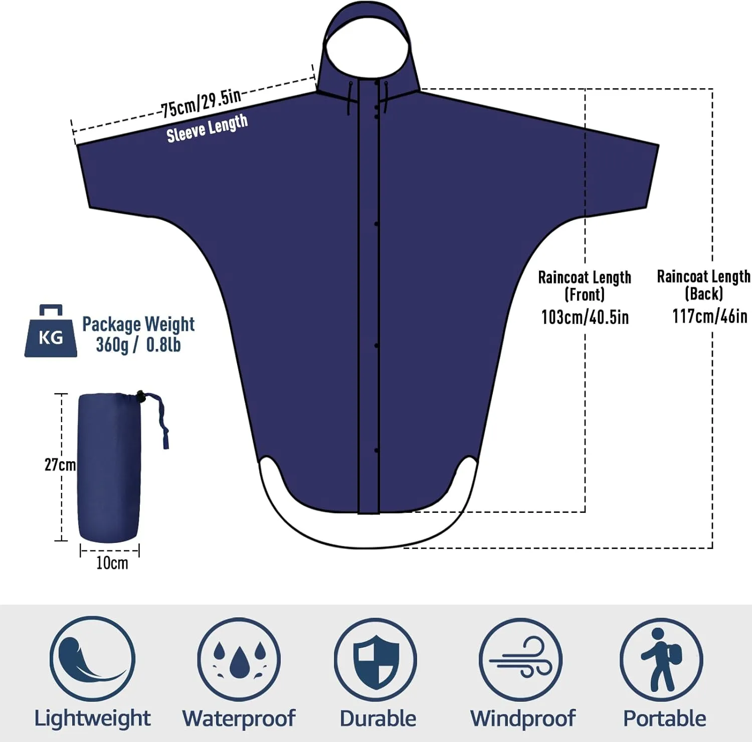 ANYOO Waterproof Rain Poncho for adults Lightweight Reusable Hiking Hooded Coat Jacket for Outdoor Activities