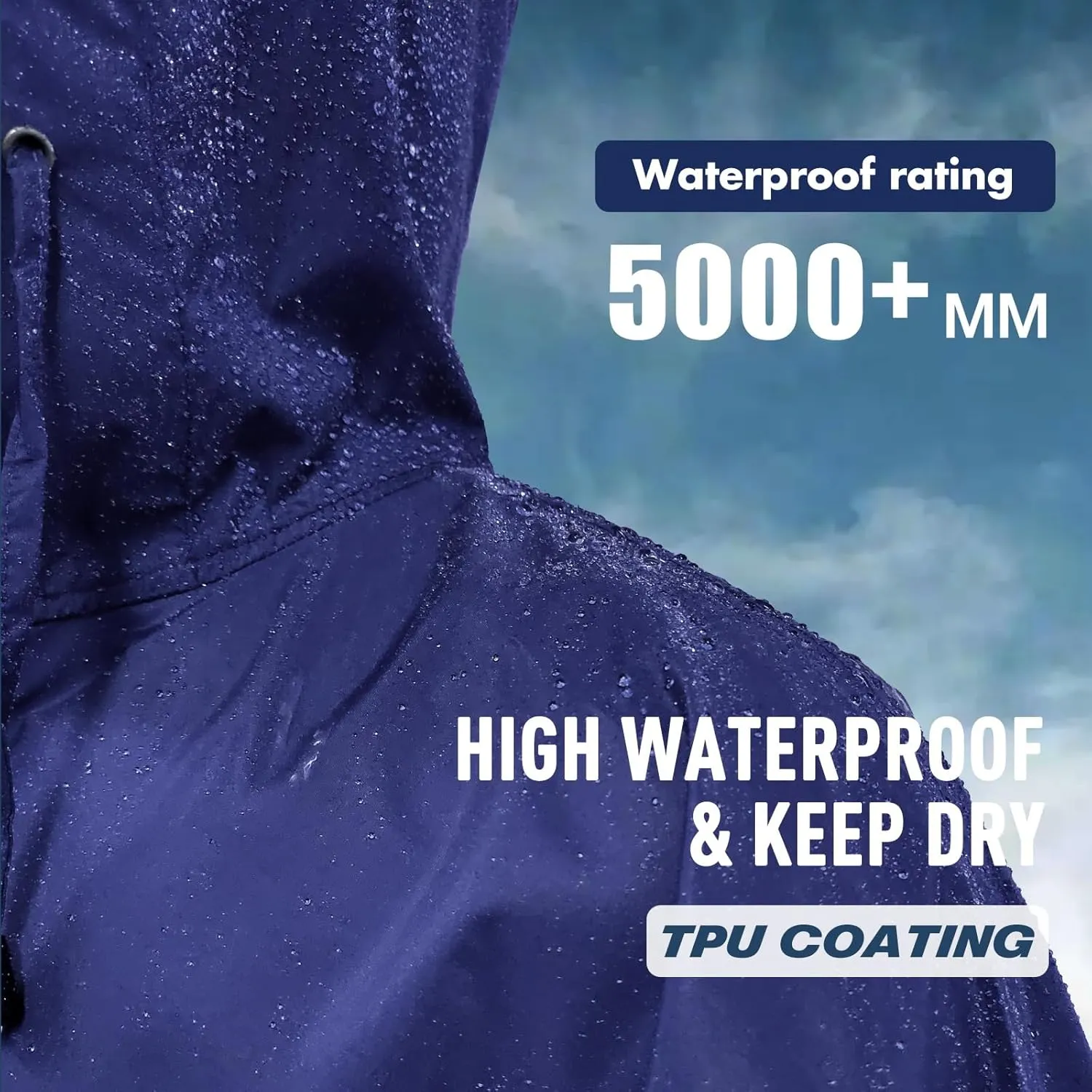 ANYOO Waterproof Rain Poncho for adults Lightweight Reusable Hiking Hooded Coat Jacket for Outdoor Activities