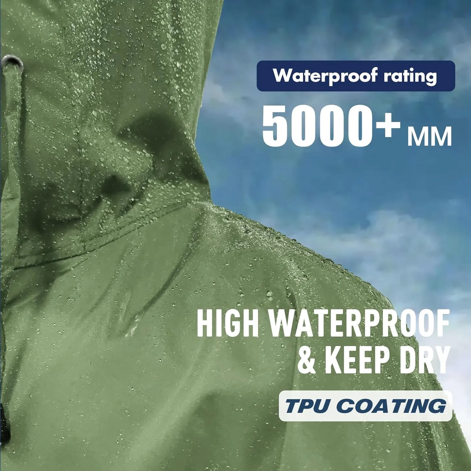 ANYOO Waterproof Rain Poncho for adults Lightweight Reusable Hiking Hooded Coat Jacket for Outdoor Activities