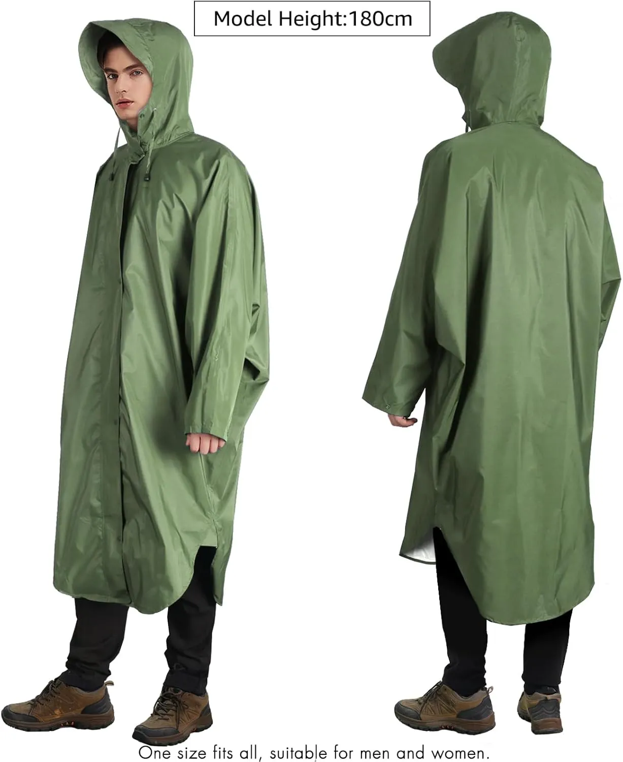 ANYOO Waterproof Rain Poncho for adults Lightweight Reusable Hiking Hooded Coat Jacket for Outdoor Activities