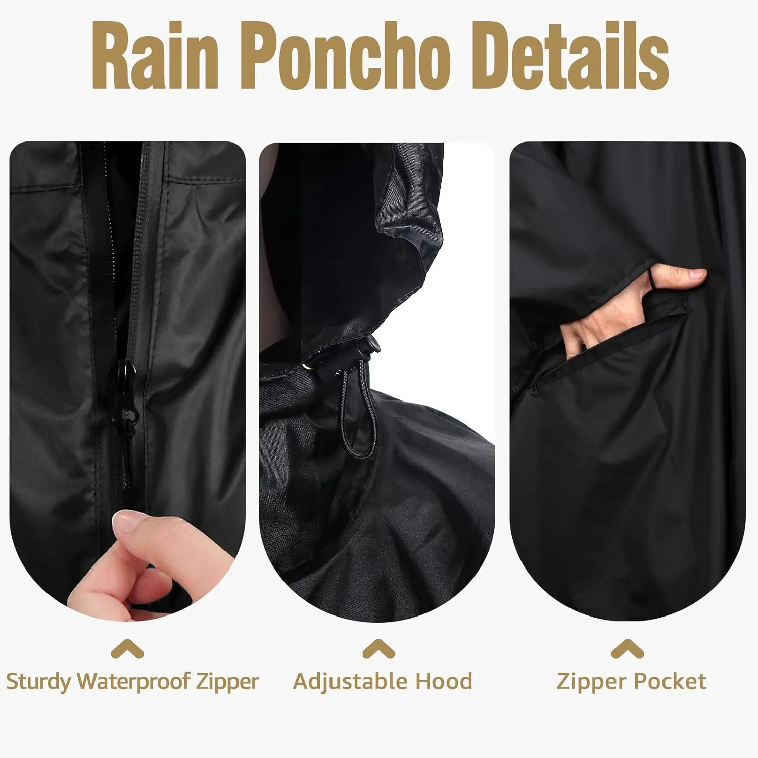 ANYOO Waterproof Rain Poncho Lightweight Reusable Hiking Hooded Coat Jacket for Outdoor Activities