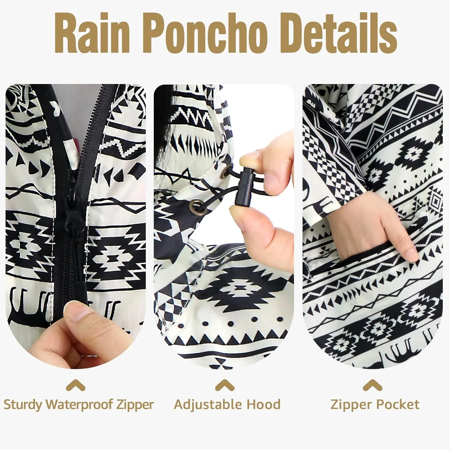 ANYOO Waterproof Rain Poncho Lightweight Reusable Hiking Hooded Coat Jacket for Outdoor Activities