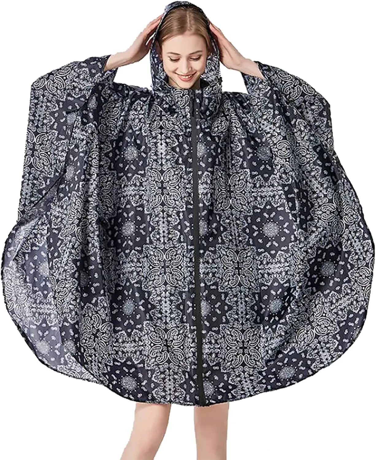 ANYOO Waterproof Rain Poncho Lightweight Reusable Hiking Hooded Coat Jacket for Outdoor Activities