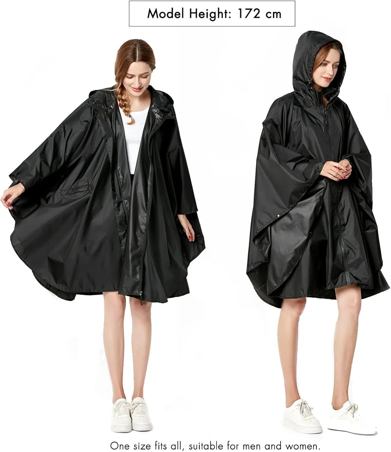 ANYOO Waterproof Rain Poncho Lightweight Reusable Hiking Hooded Coat Jacket for Outdoor Activities