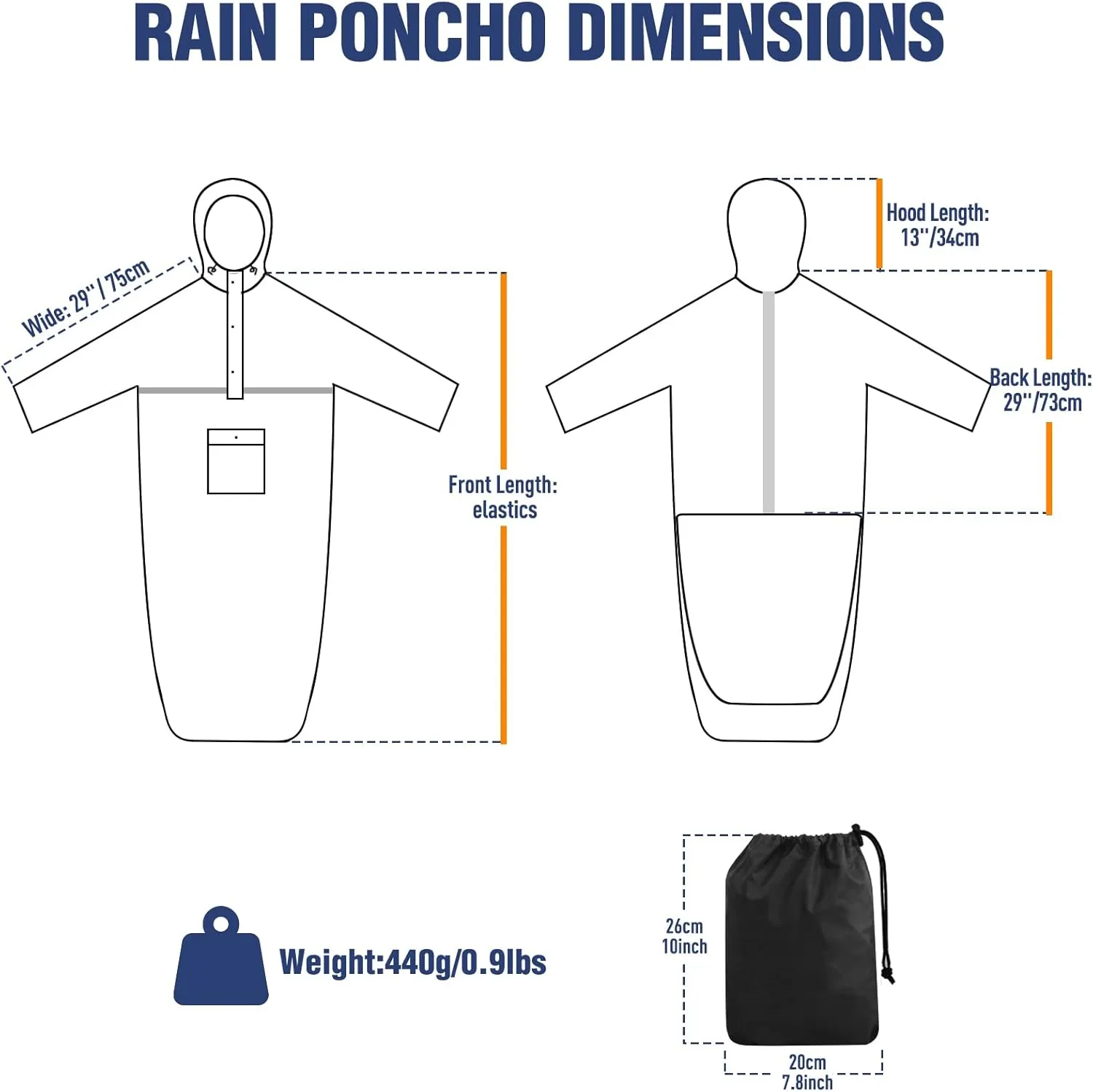 ANYOO Wheelchair Waterproof Poncho with Hood Reusable Cover Lightweight Poncho Cloak perfect for Adult