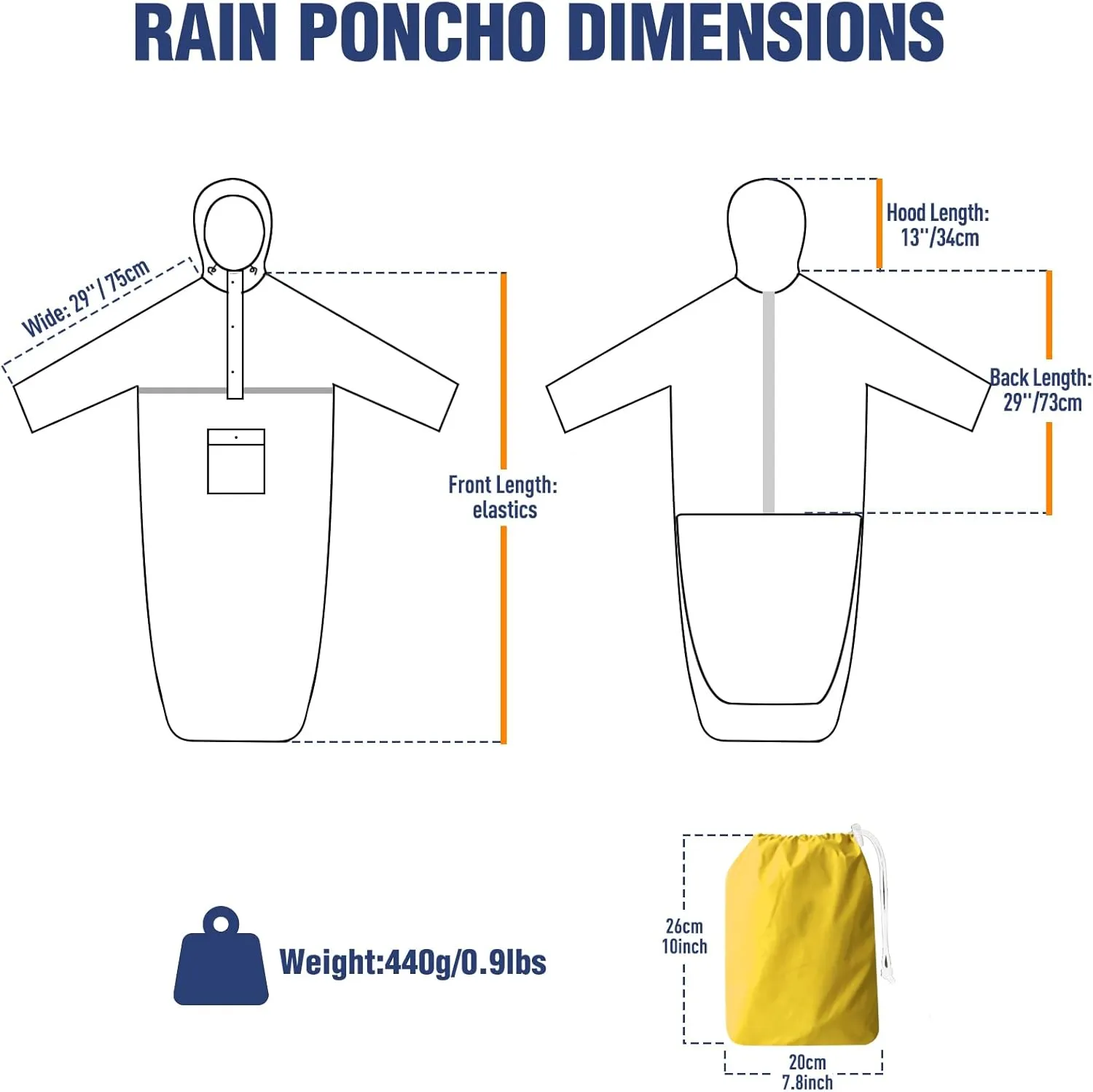 ANYOO Wheelchair Waterproof Poncho with Hood Reusable Cover Lightweight Poncho Cloak perfect for Adult