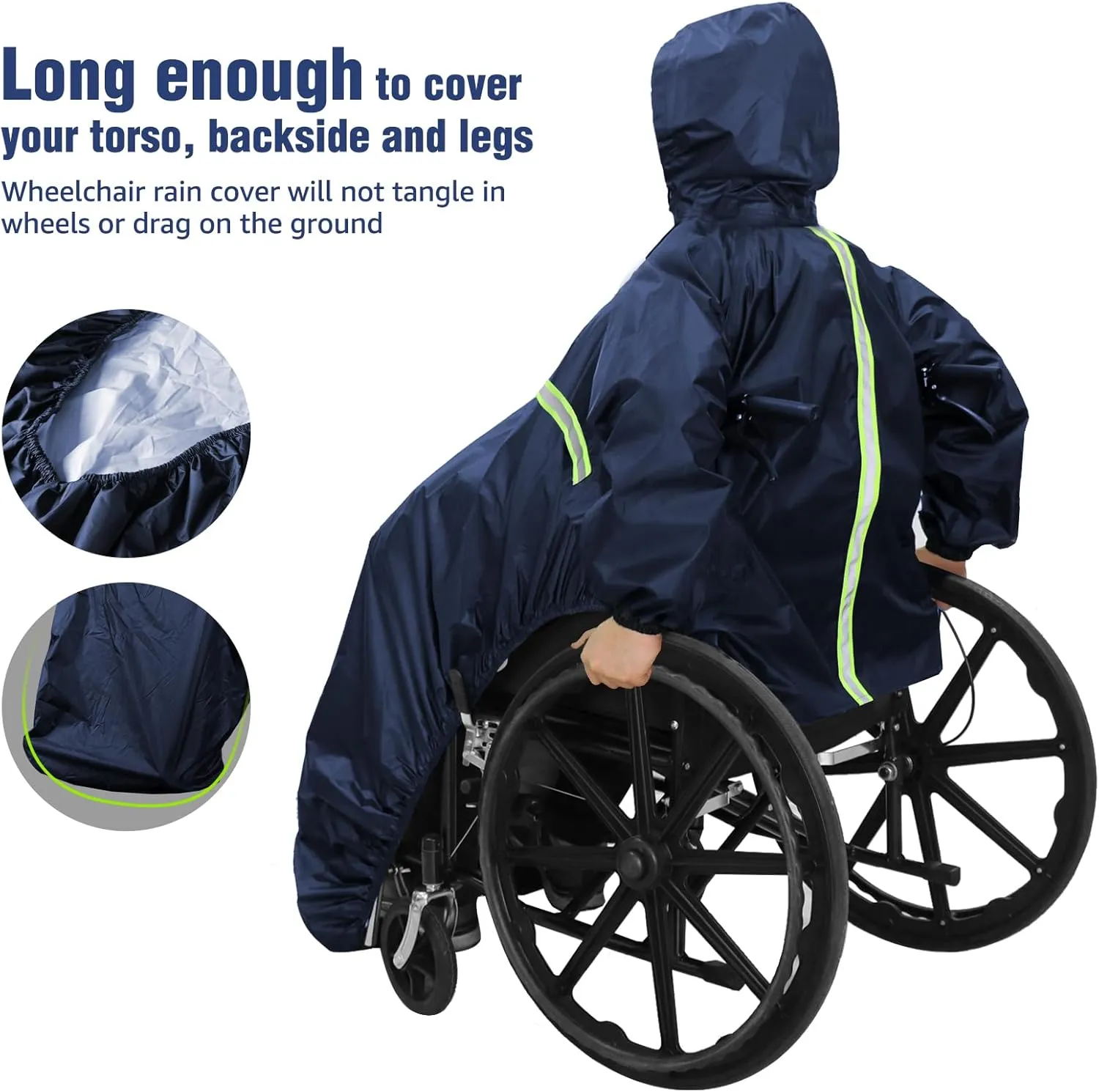 ANYOO Wheelchair Waterproof Poncho with Hood Reusable Cover Lightweight Poncho Cloak perfect for Adult