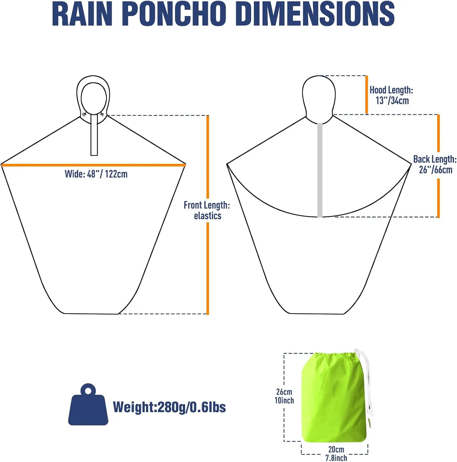 ANYOO Wheelchair Waterproof Poncho with Hood Reusable Cover Lightweight Poncho Cloak perfect for Adult