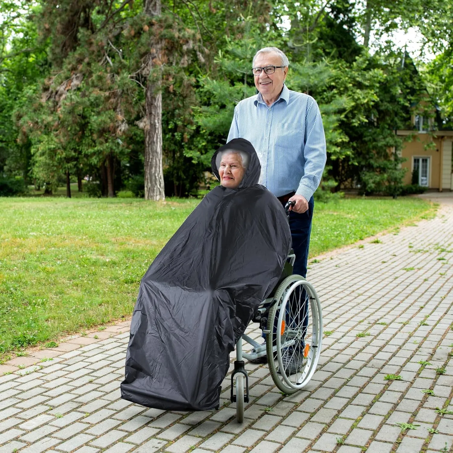 ANYOO Wheelchair Waterproof Poncho with Hood Reusable Cover Lightweight Poncho Cloak perfect for Adult