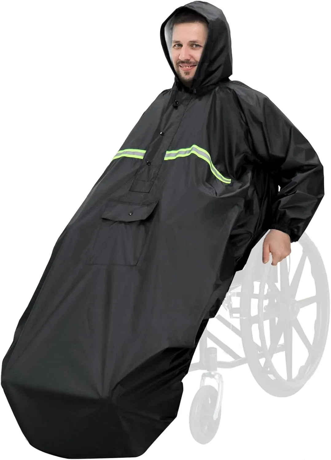 ANYOO Wheelchair Waterproof Poncho with Hood Reusable Cover Lightweight Poncho Cloak perfect for Adult