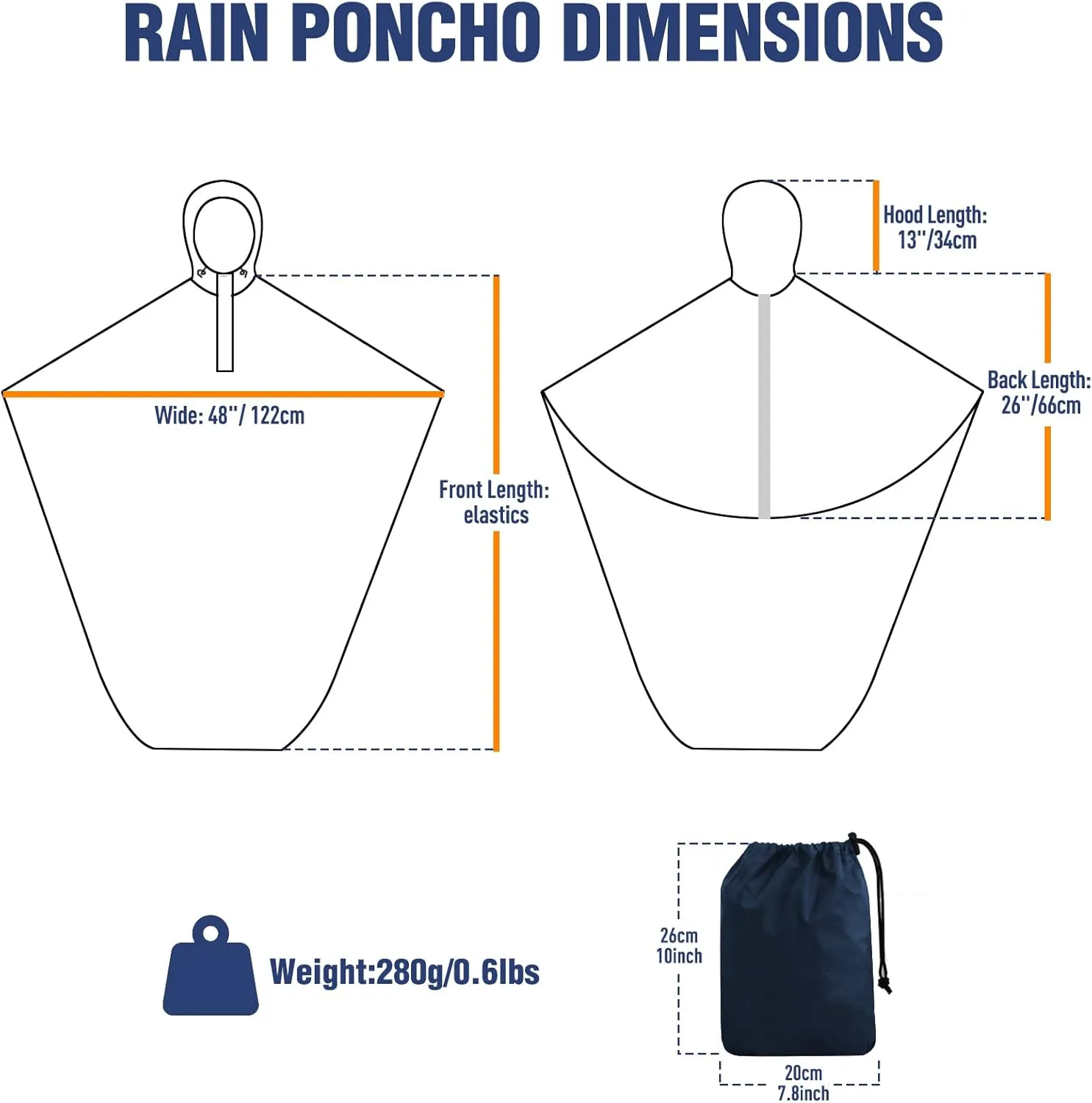 ANYOO Wheelchair Waterproof Poncho with Hood Reusable Cover Lightweight Poncho Cloak perfect for Adult