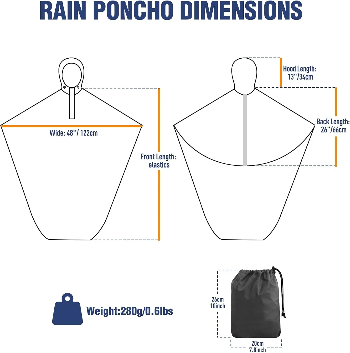 ANYOO Wheelchair Waterproof Poncho with Hood Reusable Cover Lightweight Poncho Cloak perfect for Adult