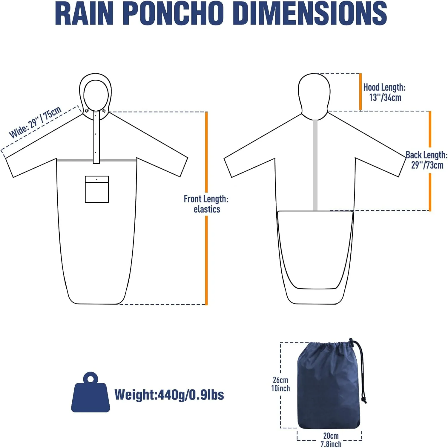 ANYOO Wheelchair Waterproof Poncho with Hood Reusable Cover Lightweight Poncho Cloak perfect for Adult